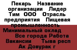 Пекарь › Название организации ­ Лидер Тим, ООО › Отрасль предприятия ­ Пищевая промышленность › Минимальный оклад ­ 20 000 - Все города Работа » Вакансии   . Тыва респ.,Ак-Довурак г.